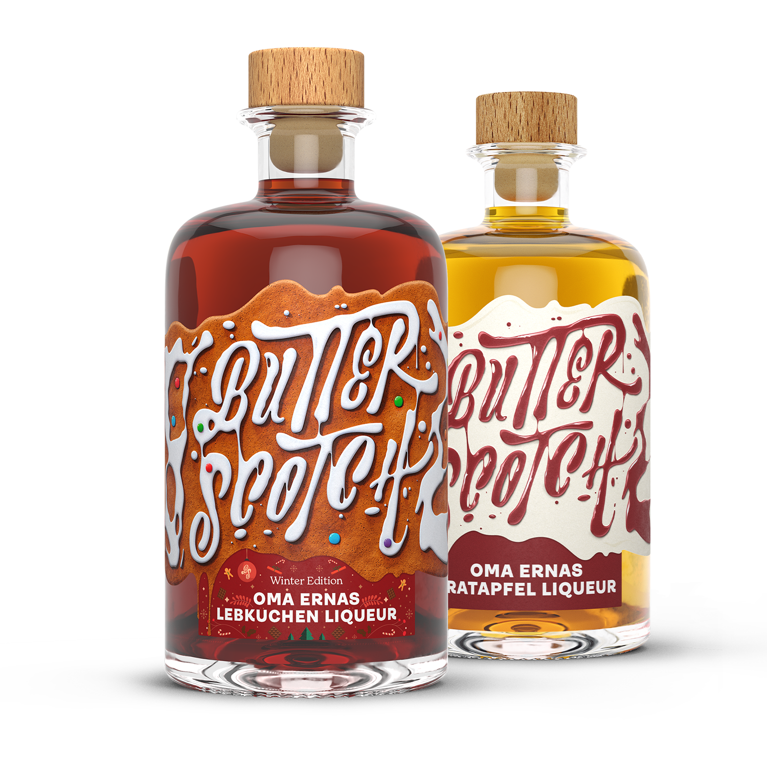 Winter Edition Oma Ernas Lebkuchen Liqueur und Oma Ernas Bratapfel Liqueur im Bundle, Limited Winter Edition 2 mal 0,5l in der Glasflasche, 20% Vol.