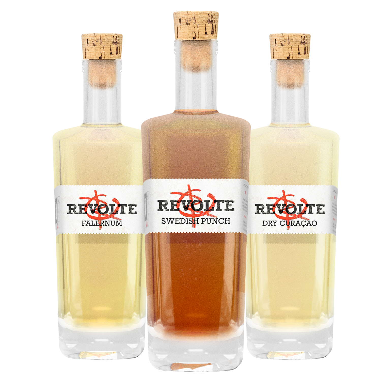 Revolte Falernum, Swedish Punch und Dry Curacao im Bundle, 3 mal 0,5l Rum, Bar-Klassiker, Must-Haves für jede Bar