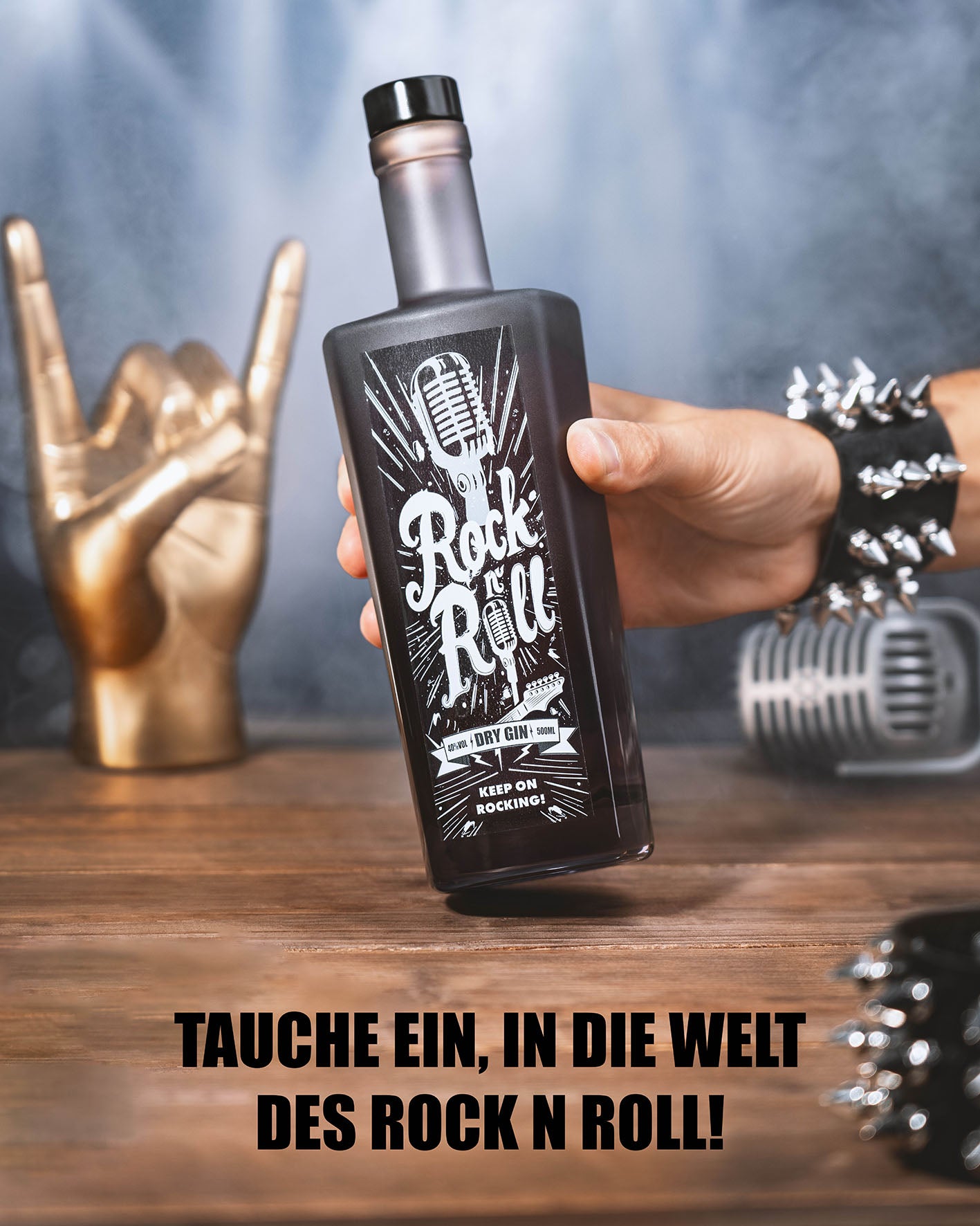 Tauche ein, in die Welt des Rock n Roll mit unserem Dry Gin, Ideal als Geschenk für Musik-Fans und Gin-Liebhaber