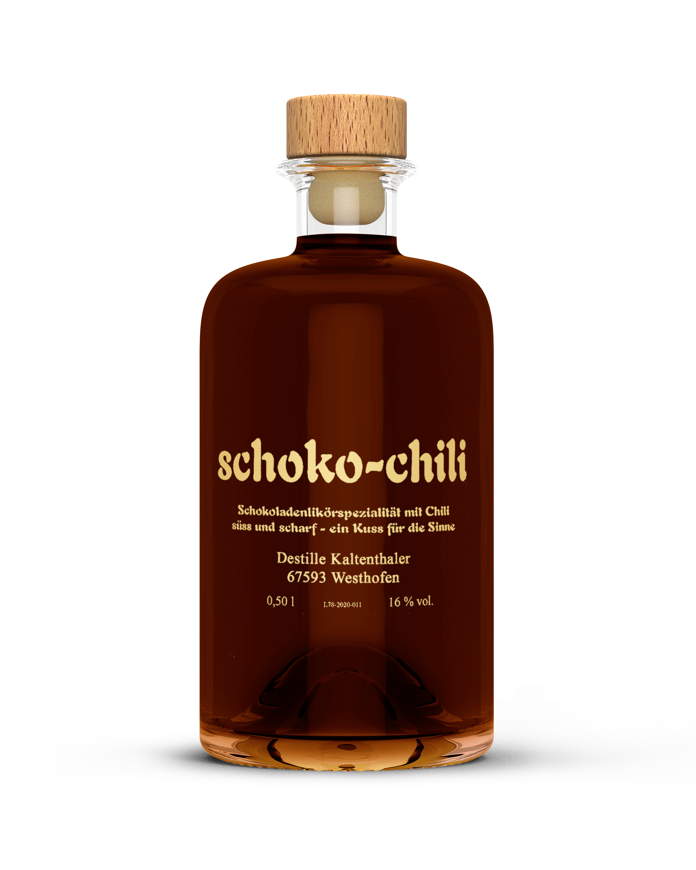 Schokoladen-Likörspezialität mit Chilli, süß trifft scharf - ein Kuss für die Sinne, 0,5l